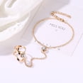 thumbnail image 5 of Women Ring Bracelet Solid Color Alloy Geometric Rhinestone Inlaid Lady Chain Ring for Prom, 5 of 7