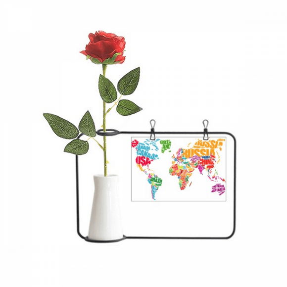 Mutlicolour World Map Countries Name Artificial Rose Flower Hanging Vases Decoration Bottle