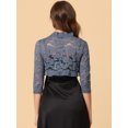 thumbnail image 4 of INSPIRE CHIC Women's Elegant Ruffle Collar Front 3/4 Sleeve Lace Shrug Top, 4 of 5