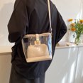 thumbnail image 4 of Bolso Hombro Transparente Mujer 2pcs / Set PU Color Sólido Messenger Bag (Blanco), 4 of 9
