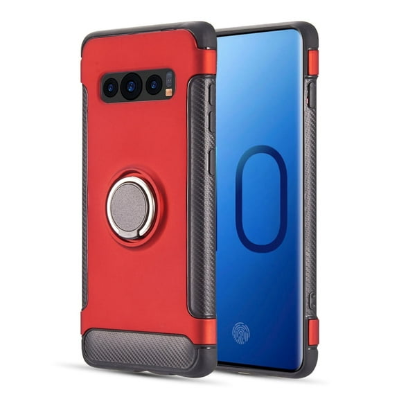 GSA Sleek Anti-Slip Case Ring Stand for Samsung Galaxy S10 Pus (6.4") - Red