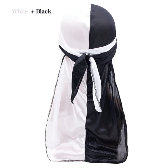 TELOLY 2026 New Silky Durag Caps, Two Tone Pirate Caps, Long-Tail Headwraps Wide Straps Turban for Men Boys, Multicoloured