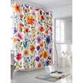 thumbnail image 3 of Watercolor Wild Flowers Print Shower Curtain, Boho Floral Bathroom Decor Curtains Set with Hooks, Waterproof Fabric Home Accessories， 60 X 72 Inch Long, 3 of 6