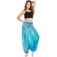thumbnail image 1 of Combinaison Pantalon Bohème Harem pour Femmes 2 en 1 en Rayonne à Taille Smockée, 1 of 6