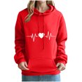 thumbnail image 2 of jobturf Hoodies for Women Lightweight Heart Printed Long Sleeve Sweatshirts Loose Fit Casual Pullover Tops with Pockets, 2 of 3