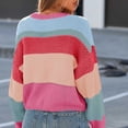 thumbnail image 5 of Women's Oversized Striped Cropped Sweater Casual Knit Pullover Top, 5 of 8