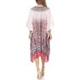 thumbnail image 2 of Sakkas Miui Ligthweight Rhinestone V Neck Printed Short Caftan Dress / Cover Up - FOW210-White - One Size, 2 of 5