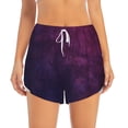 thumbnail image 2 of Gukieu Black Dark Blue Purple Print Women's Sports Shorts with Drawstring Elastic Waistband for Running, Yoga, Fitness-Small, 2 of 7