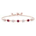 thumbnail image 2 of Gem Stone King 18K Rose Gold Plated Silver White Moissanite and Red Created Ruby Infinity Links Bracelet for Women (2.52 Cttw, Round 4.5MM, Fully Adjustable up to 9 inch), 2 of 5