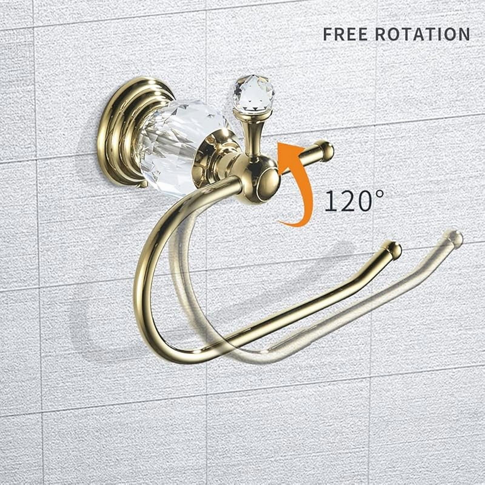 Funpisea Polished Gold Crystal Toilet Paper Holder, Wall-Mounted Bathroom Tissue Roll Holder