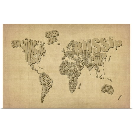 Great BIG Canvas | Rolled Michael Tompsett Poster Print entitled World Map made up of Country (Best Made Up Country Names)