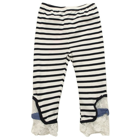 Girls' Knit Striped Pants with Lace Bottom RH1644