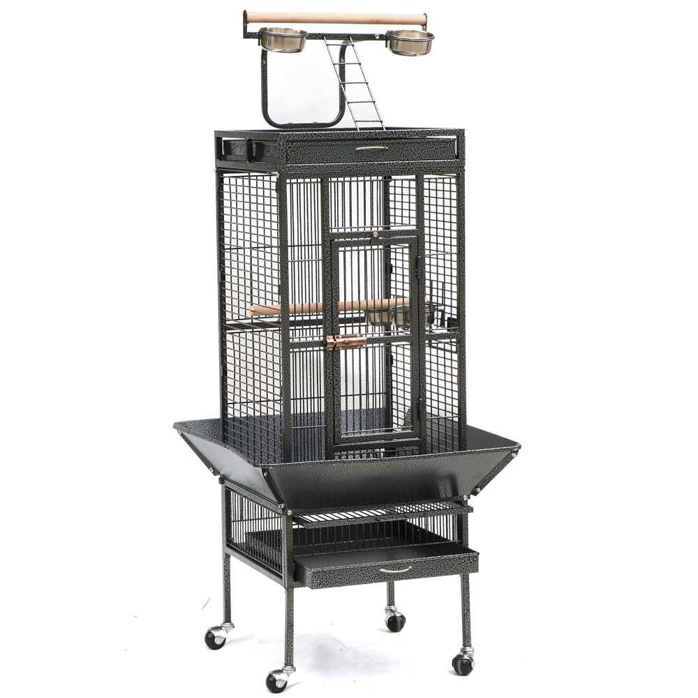 62" Yaheetech Wrought Iron Bird Cage w/ Stand for Parrot, Macaw