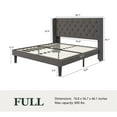thumbnail image 2 of Amolife Full Size Upholstered Platform Bed Frame with Fabric Diamond Deluxe Wingback Headboard, Light Grey, 2 of 9