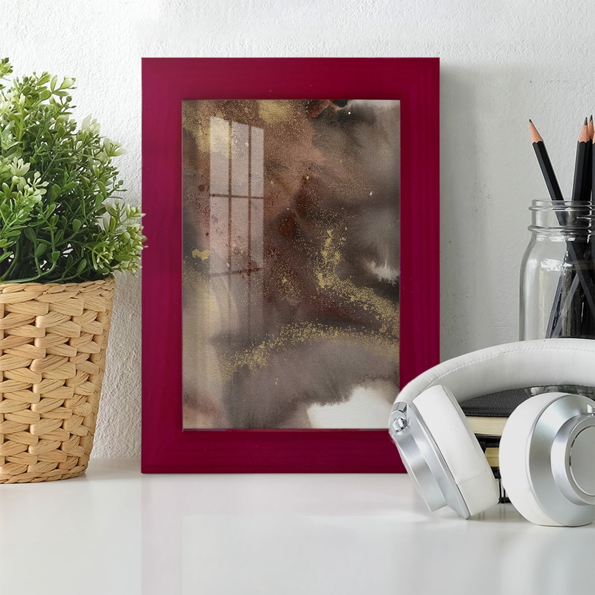Mountain Seasons IV - Framed Print w/glass - Cherry Red