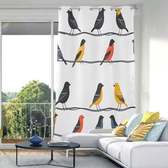 Animal Birds Blackout Curtains 84"x52" Thermal Insulated Curtain 1 Panel