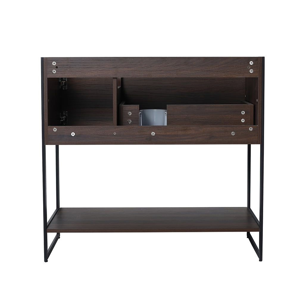 Kepooman 36" Bathroom Floating Vanity Cabinet, Contemporary Walnut Wooden Bathroom Vanity with Doors and Drawer