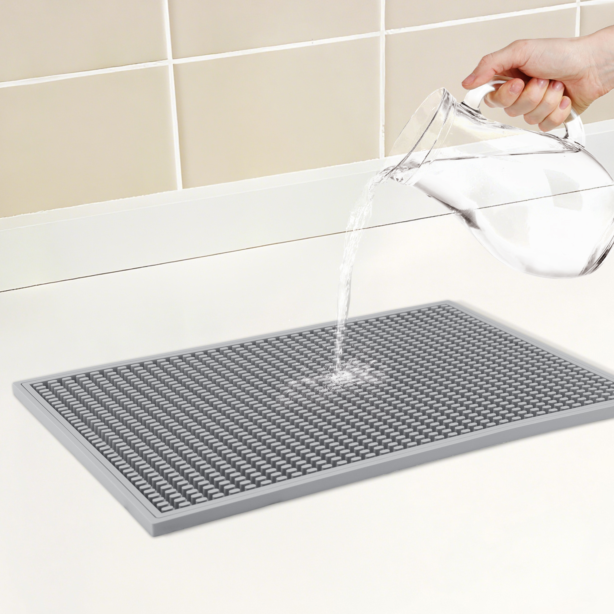 Unique Bargains Heat Resistant Silicone Mat for Kitchen Counter Gray