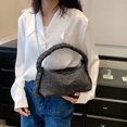 thumbnail image 4 of Bolsos con asa superior para mujer, bolso de hombro con cadena, bolso elástico de punto, bolso de tienda (negro), 4 of 7