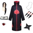 thumbnail image 3 of Disfraz de Akatsuki para niños y adultos, traje de Cosplay, anillo de diadema, bata de Uchiha de Anime, ropa para Halloween, 3 of 4