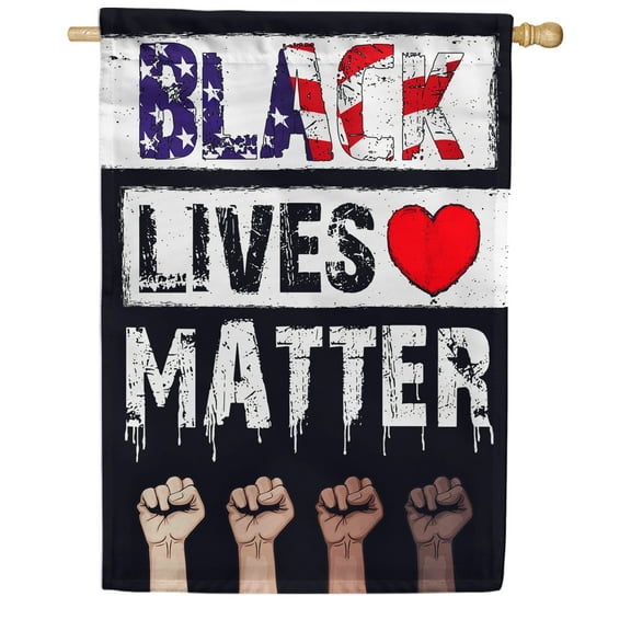 America Forever Black Lives Matter House Flag 28 X 40 inch Clenched Fist, Together We Rise, Stop The Violence BLM Flag, Outdoor Yard Decorative Double Sided Large Flag