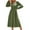 Army Green, variant on qolati Dresses for Women 2023 Fashion Lantern Sleeve V Neck Stretchy High Waist Midi Dress Elegant Button Down Pleated Swing Holiday Going Out Dress