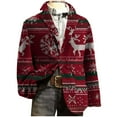 thumbnail image 2 of Gamivast Mens Christmas Blazer Jackets Plus Size Corduroy Graphic Lapel Collar Party Suit Jacket Funny Loose Fitted Lightweight One Button Sport Coat with Pockets, 2 of 6