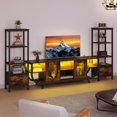 thumbnail image 2 of Uforic TV Stand for TVs up to 65", LED Entertainment Center with Bookshelf & Power Outlet & Fabric Drawer, Brown, 2 of 9