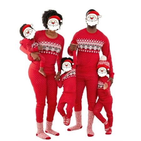 

Inevnen Matching Family Pajamas Sets Christmas PJ s Snowflake Long Sleeve Tee and Pants