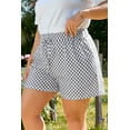 thumbnail image 3 of Women's Plus Size Gray Checkerboard Lace-Up High Waist Casual Shorts - [ZhiHiMeRi] | (US 14W-16W)1X, 3 of 12