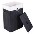 thumbnail image 4 of SalonMore Rectangle Bamboo Hamper Laundry Basket Washing Cloth Bin Rangier Lid Black, 4 of 6