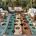 thumbnail image 3 of Fsddascl Teal Brown Farmhouse Outdoor Rug for Patio/Deck/Porch, Non-Slip Large Area Rug 6 x 9 Ft, Black Dog Paw Vintage Indoor Outdoor Rugs Washable Area Rugs, Reversible Camping Rug Carpet Runner, 3 of 5