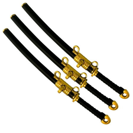 Set of 3 Black Plastic Toy Katana Swords with Removable Sheath for 6-8 Inch Action Figures Set of 3 Black Plastic Toy Katana Swords with Removable Sheath for 6-8 Inch Action Figures