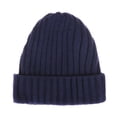 thumbnail image 2 of WITHMOONS Wool Ribbed Knitted Beanie Hat Slouchy Bobble Pom AC5476 (Navy), 2 of 3