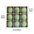 thumbnail image 3 of Hvmvliv 9 Pack Light Green Flocked Christmas Ball Ornaments with Glitter in Gift Box for Xmas Tree Decor, 3 of 6