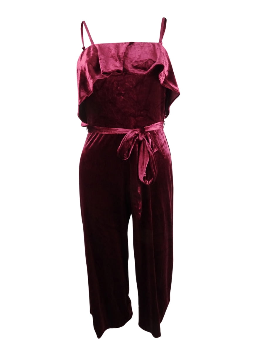 Avec Les Filles Women's Velvet Ruffled Jumpsuit Avec Les Filles Women's Velvet Ruffled Jumpsuit