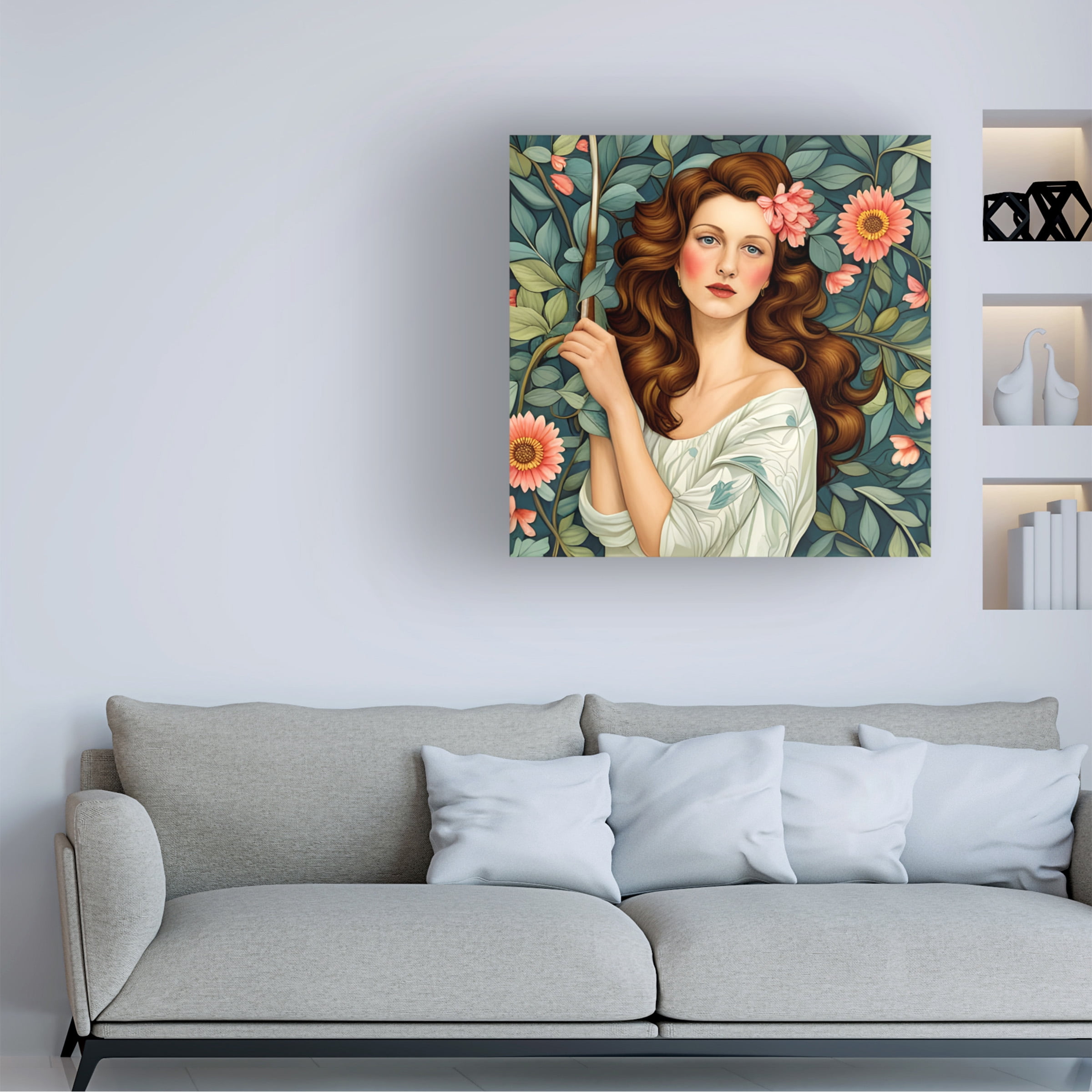 Canvas Wall Art - Tina Lavoie 'Covered With Flowers' Wall Art for Living Room, Bedroom, or Office DÃ©cor by Trademark Fine Art - 35 x 35 Inches
