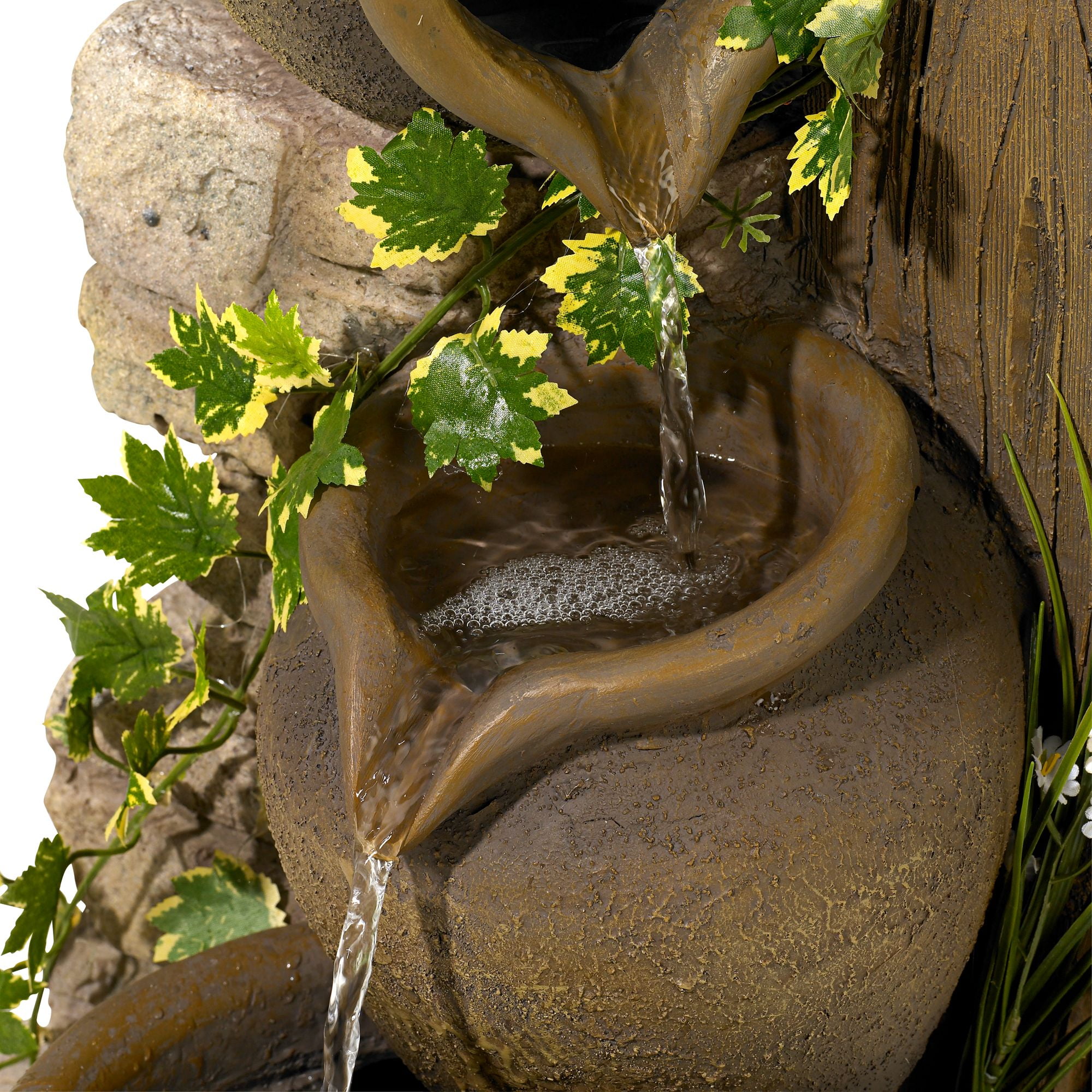 Four Jugs 33" High Large Rustic Indoor Outdoor Decor Faux Stone Floor Fountain Cascading Outside Garden Patio