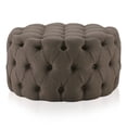 thumbnail image 6 of BELLEZE Modern 29 Inch Luxury Button Tufted Ottoman Bench, Upholstered Linen Fabric Footrest Decor for Living Room, Entryway, or Bedroom - Elenor (Brown), 6 of 7
