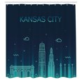 thumbnail image 2 of Ambesonne Kansas City Shower Curtain, Linear Style Cityscape, 69"Wx84"L, Dark Seafoam and Violet Blue, 2 of 4