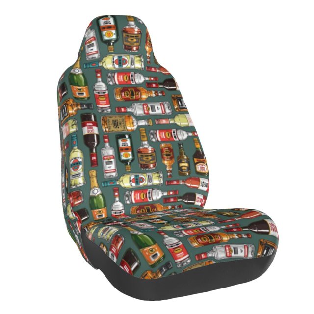 Wukai Alcohol Bottles Full Set Car Seat Covers with Soft Padding Universal Auto Front Seats Protector and Cushion Mat
