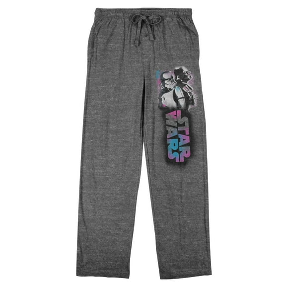 Star Wars Episode IV: A New Hope Title Logo and Darth Vader with Storm Trooper Men's Charcoal Heather Sleep Pants-Small