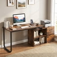 thumbnail image 4 of Costway L-Shaped Desk with Power Outlet 55" Reversible Computer Desk with 3 Drawers Rustic Brown & Black, 4 of 11