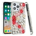 thumbnail image 3 of Designed for Apple iPhone 11 (6.1") Fashion Rose Flower Floral Bling Crystal 3D Full Diamonds Pearl Sparkle Rhinestone Glitter Hybrid Phone Case Cover [Red], 3 of 3