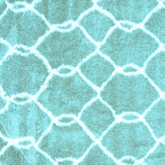 Ahgly Company Indoor Square Trellis Light Blue Modern Area Rugs, 5' Square