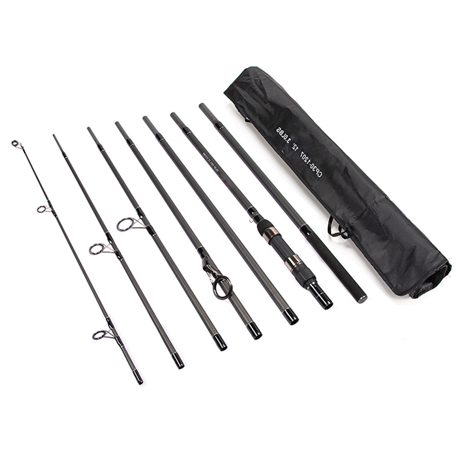 TOPOINT Fishing Rod 7 Sections Portable 3.6M Carbon Fiber Spincasting