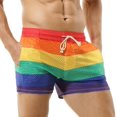 thumbnail image 1 of WILLBEST Pantalones Cortos Casuales para Hombre, Pantalones Cortos Transpirables con Recortes y Lazo de Arcoíris A La Moda para Hombre, Pantalones Deportivos Holgados de Cintura Media, 1 of 4