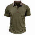 thumbnail image 4 of Men's Collared Polo Shirt Short Sleeve With Pocket Casual T-Shirt Comfortable & Stylish For Spring And Summer Daily Wear Tops,Army Green,XXL, 4 of 5