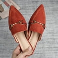 thumbnail image 5 of Women's Spring Autumn Solid Pointed Toe Flat Mules Slippers with Metal Decoration Big Size, 5 of 5