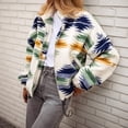 thumbnail image 6 of Jackets for Women Fuzzy Fleece Zip Up Jacket Fall Winter Oversized Long Sleeve Floral Print Casual Warm Coats Green M, 6 of 9
